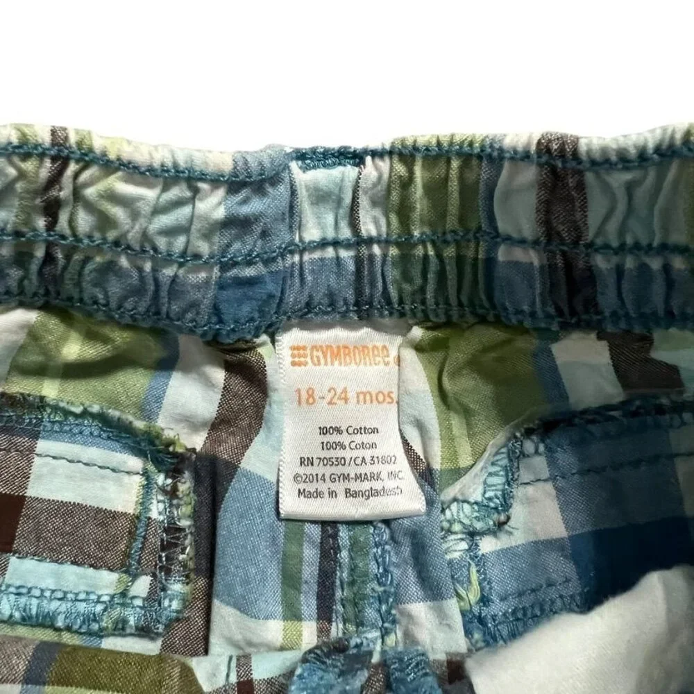 Gymboree 18-24m Blue Green Brown Plaid Shorts